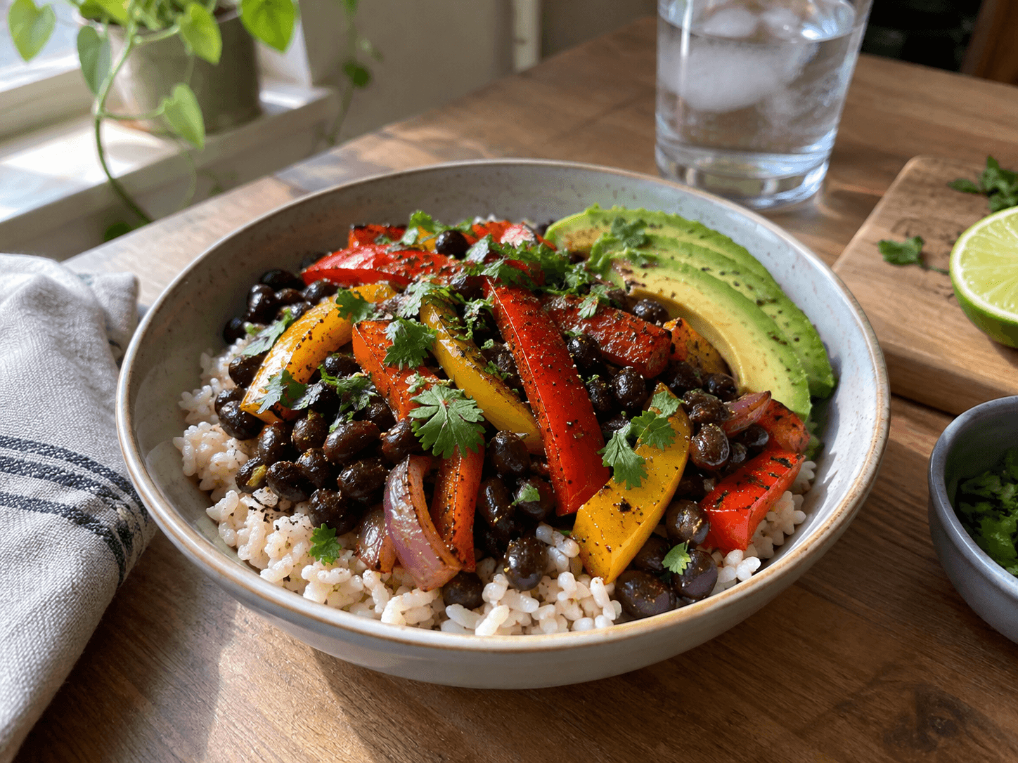 Air Fryer Bean & Pepper Bowl