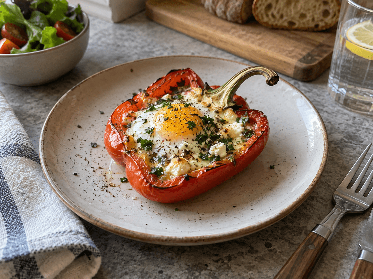 Air Fryer Stuffed Pepper with Egg