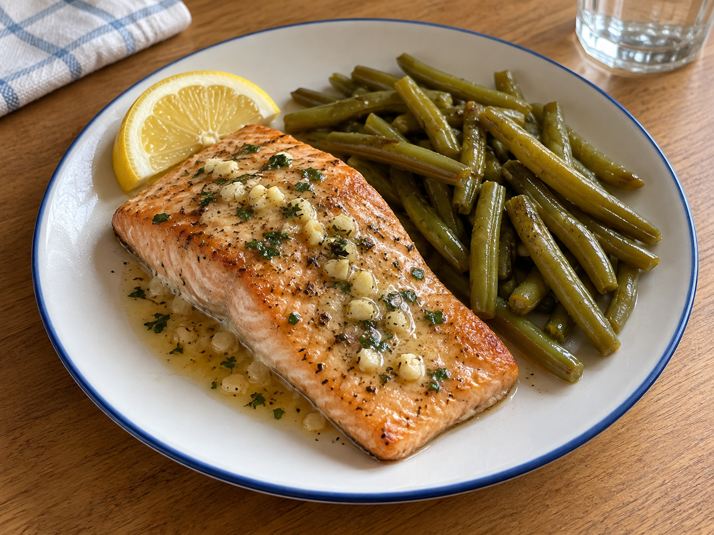 Lemon Garlic Butter Salmon with Green Beans
