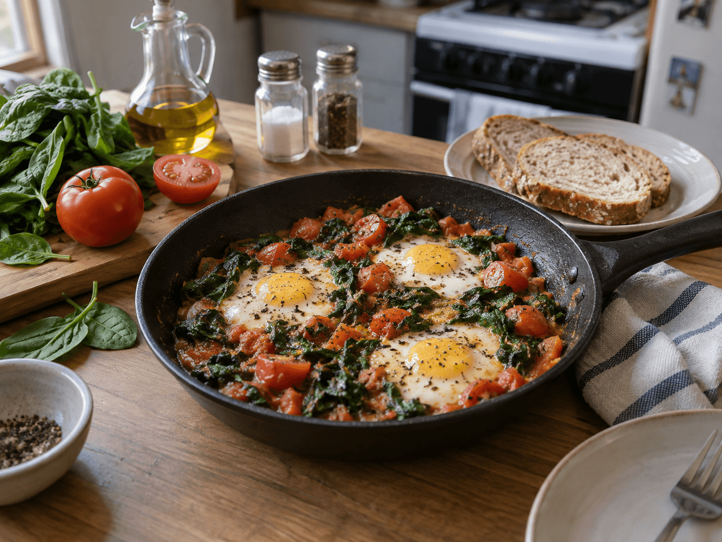 Spinach Tomato Egg Skillet