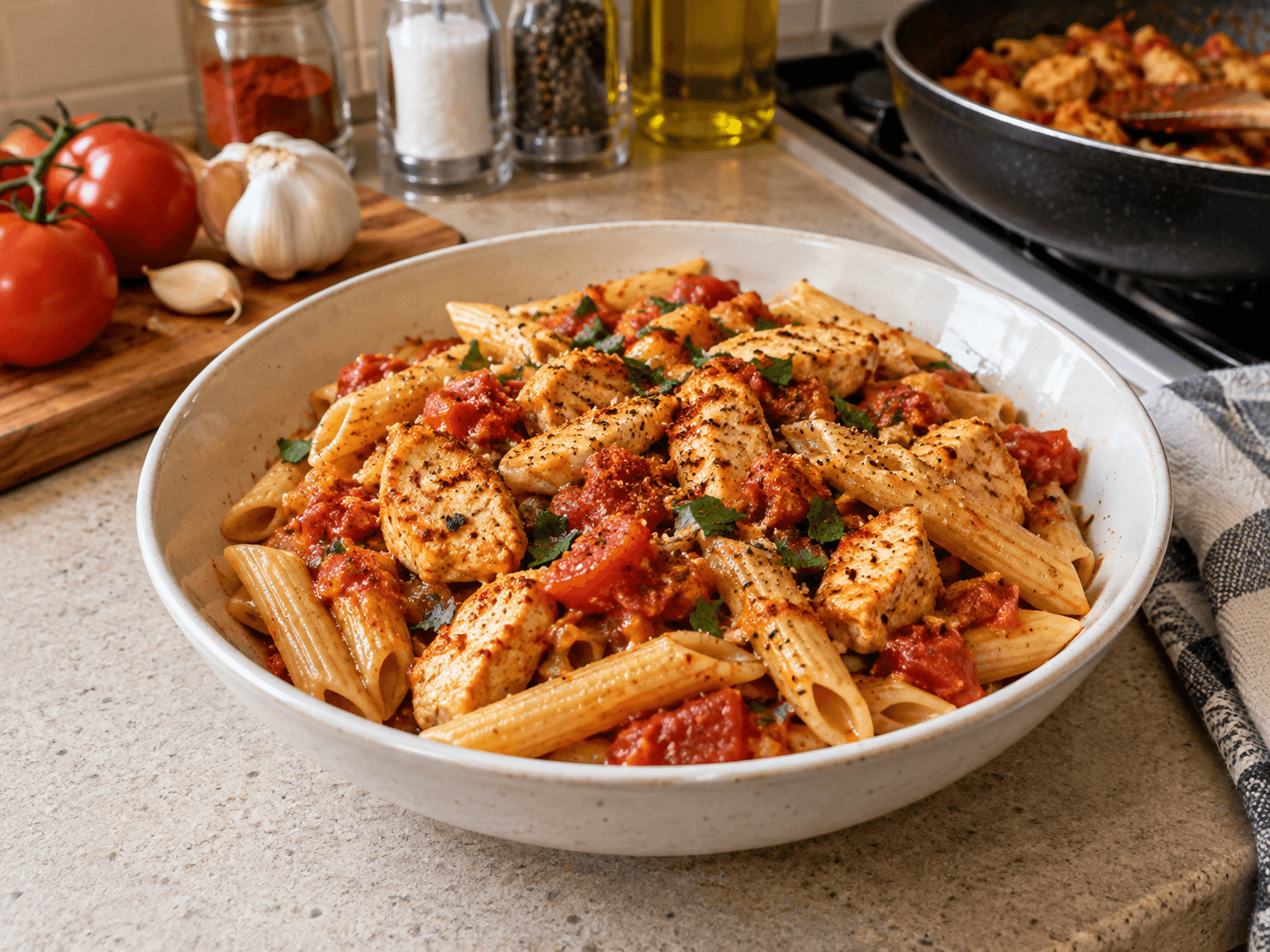 Garlic Tomato Chicken Pasta