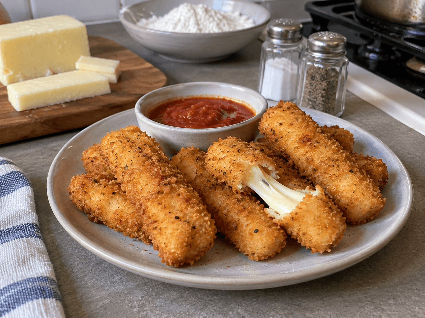 Golden Fried Cheese Sticks