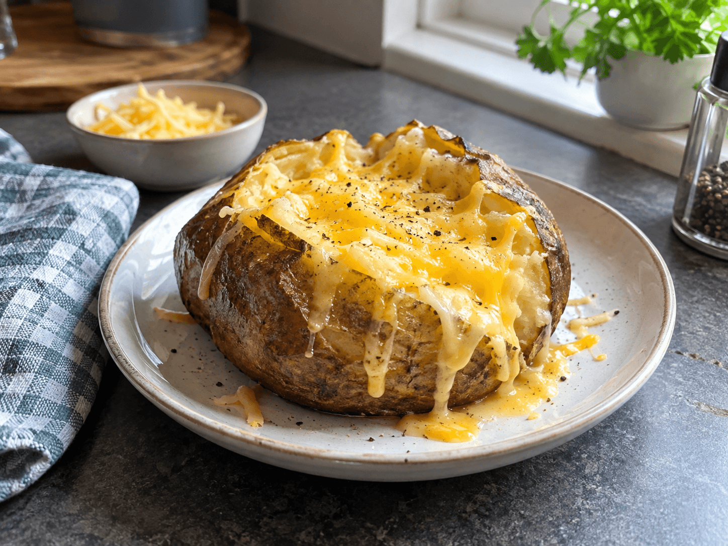 Simple Microwave Cheesy Jacket Potato